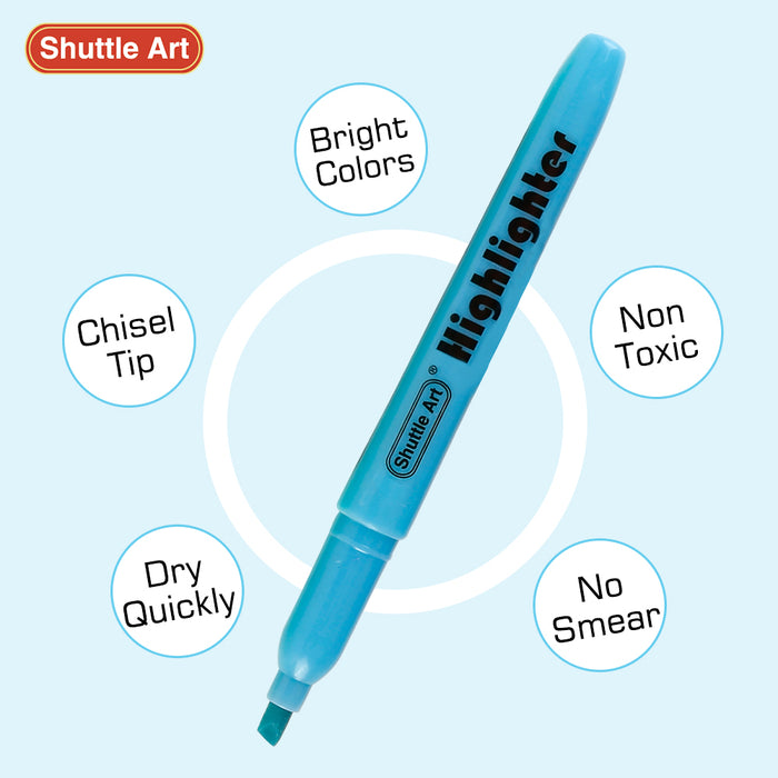 Blue Highlighter Markers - Set of 30