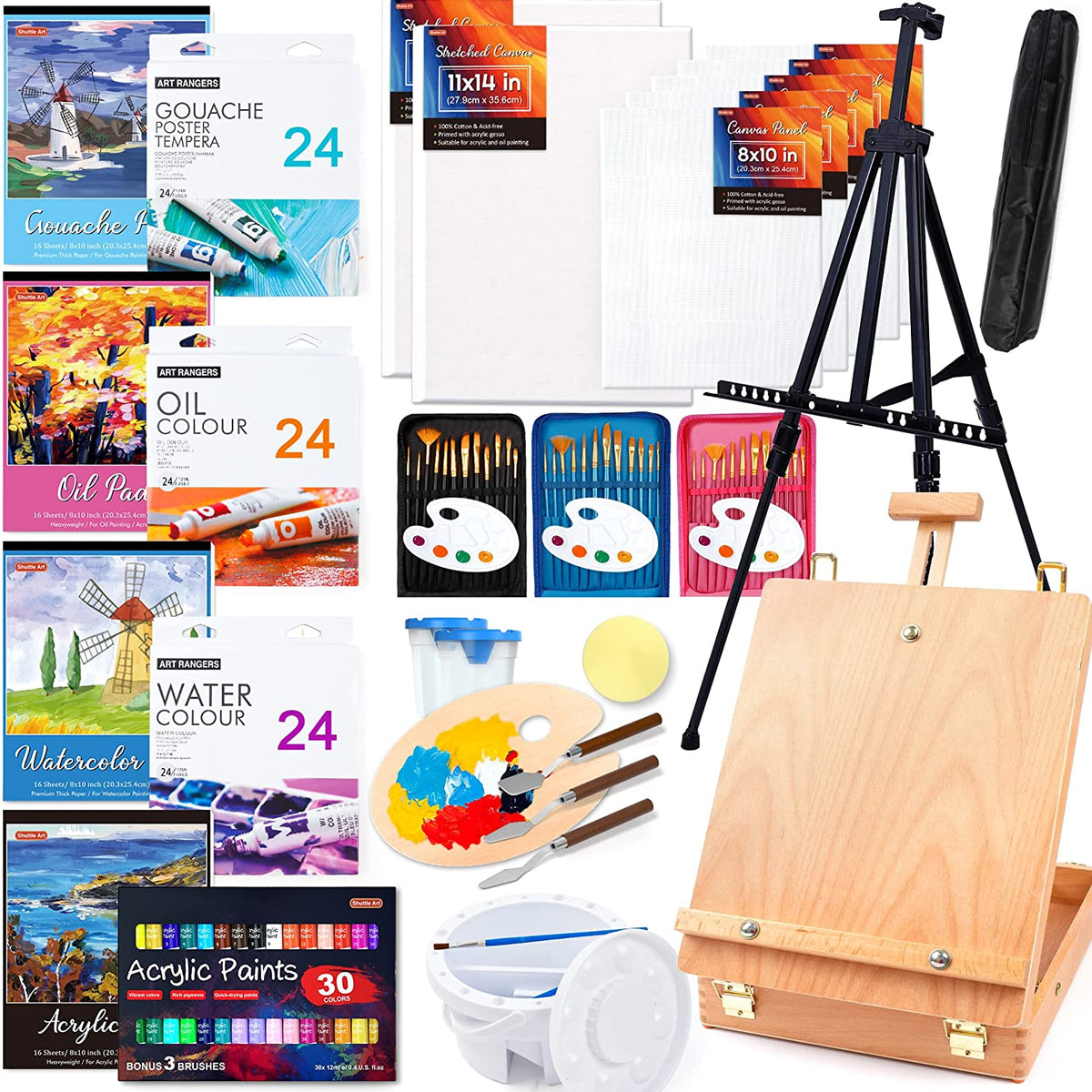 Painter's Servant 4枚セット Shuttle Art 170 Pcs Artist Painting Set, Deluxe Art Set with Paint, Al