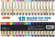 Professional Micro-Tip Pens - Set of 18